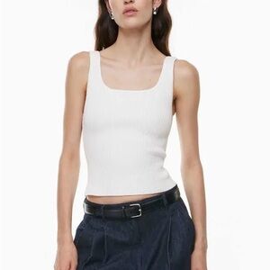 Babaton White Sculpt Knit Square neck Tank